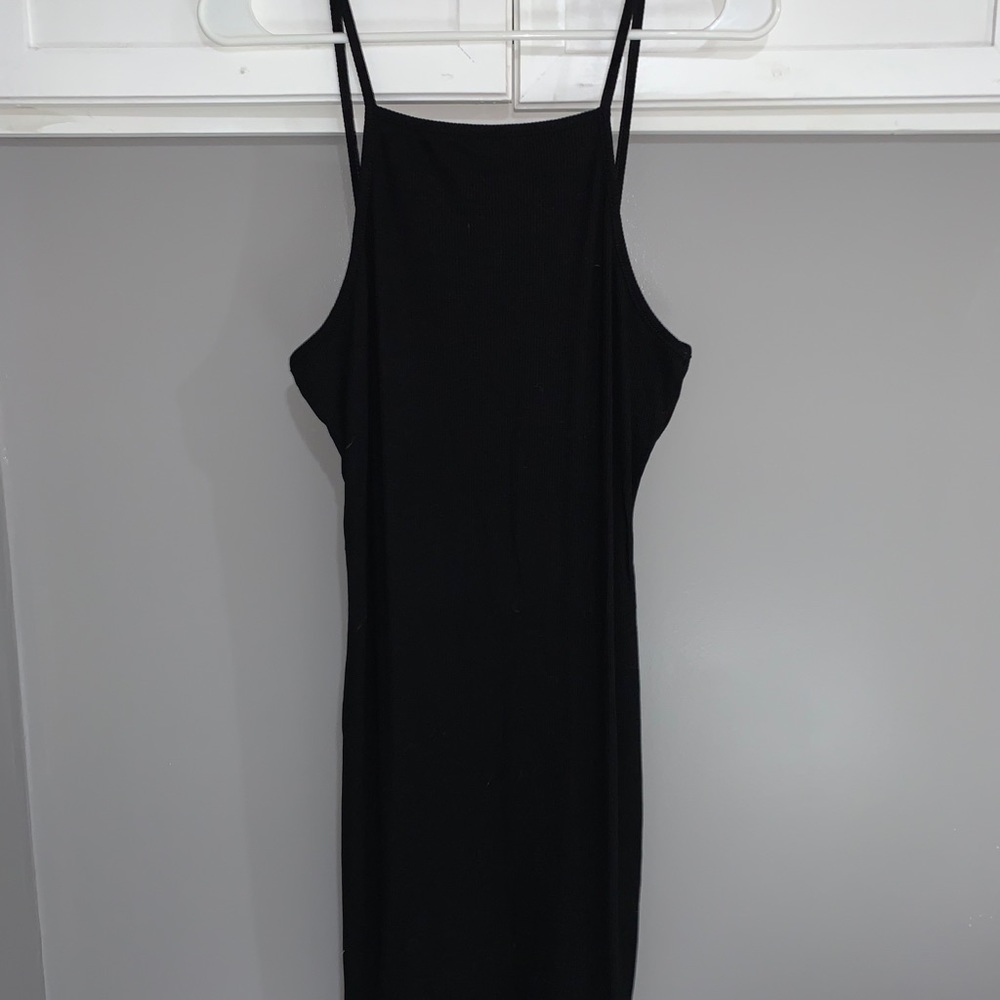 Black high neckline dress